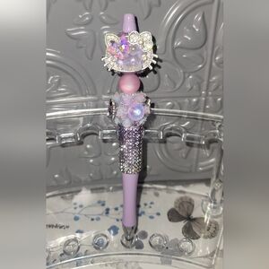 Cute Hello Kitty Purple and Silver Cat Bling Pen